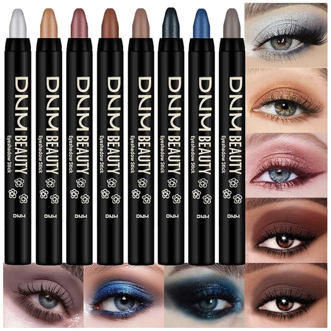 evpct Eyeshadow – evpct 8Pcs Cream Eye Shadow Brightener Sticks Set for Eyes, Silver Sand Gold Orchid Rose Mocha Deep Mauve Midnight Royal Blue Stone Shimmer Matte Pencil Eye shadow Crayon Stick Palette Makeup Set07