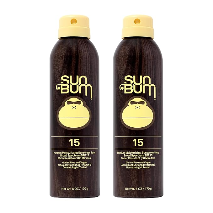 SunBum Sunscreens – Sun Bum Original SPF 15 Sunscreen Body Spray | Broad Spectrum Moisturizing Sunblock with Vitamin E | Hawaii 104 Act Compliant (Octinoxate & Oxybenzone Free) | 2 Pack, 6 oz