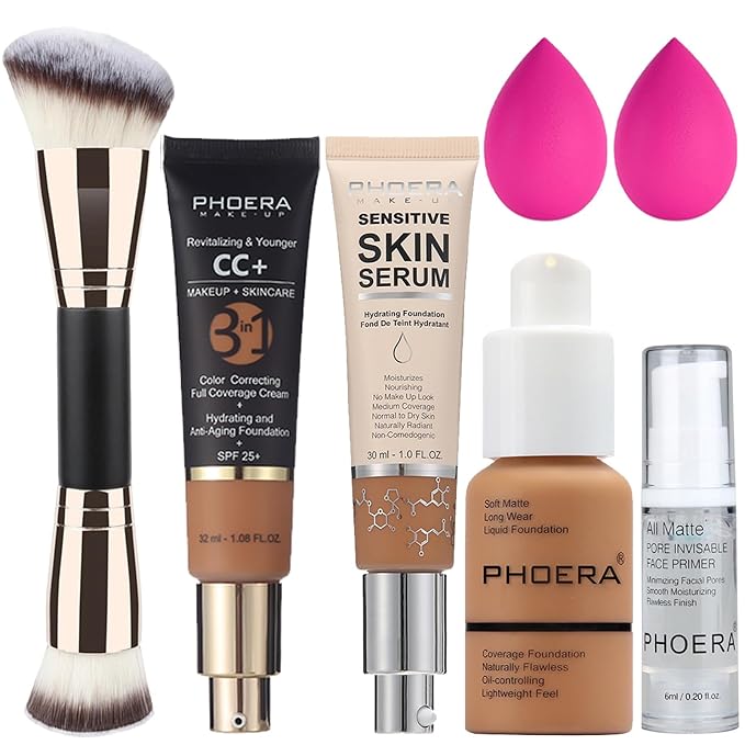 PHOERA Foundation, PHOERA Contour Palette,Shades with Highlighter & 180CC
