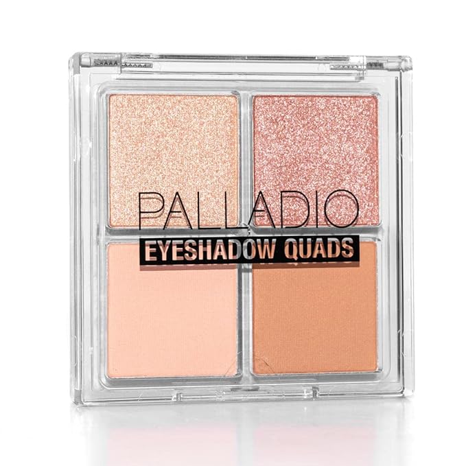 PalladioBeauty Eyeshadow – Palladio Eyeshadow Quads, Velvety Pigmented Blendable Matte, Metallic & Shimmer Finishes, Creamy Formula, Four Way Quad Eye Shadow Palette, Talc-Free (Honey Pie)