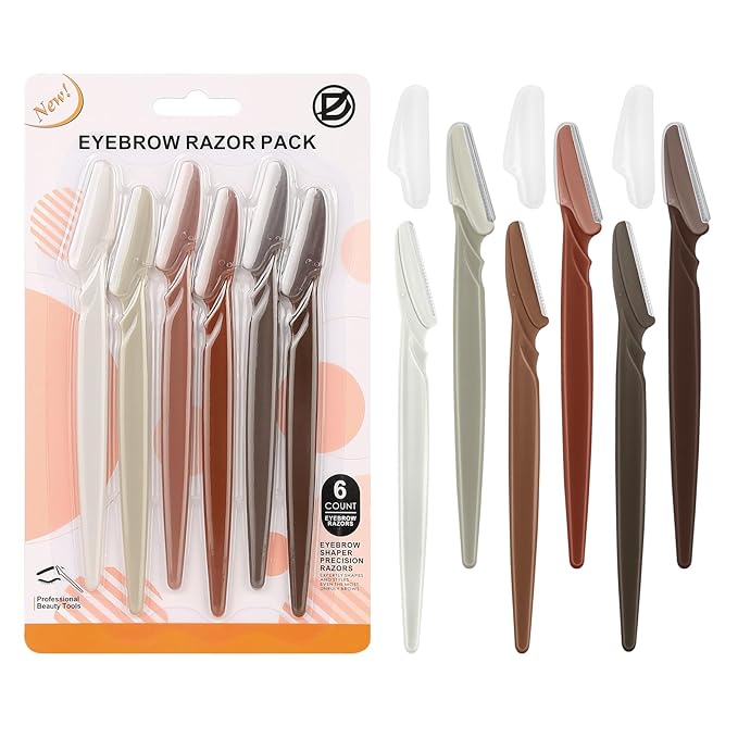 D Disposable Razors – D Dermaplane Razor for Women Face - 6PCS Face Razors for Women - Eyebrow Razor with Precision Cover - Face Shaver for Men - Facial Hair Removal for Men - Neutral