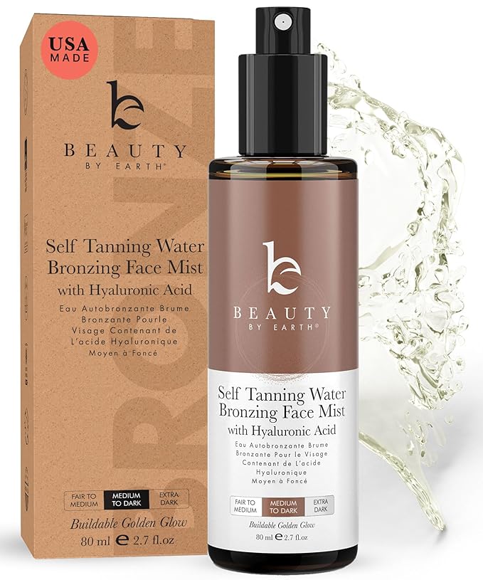 BeautybyEarth Facial Self Tanners – Bronzing Face Tanner Spray Mist, Sunless Face Tanning Water, USA Made with Natural & Organic Ingredients