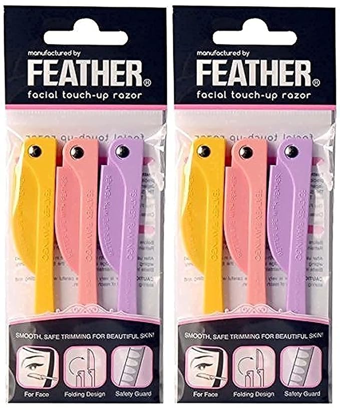glowtalebaeuty Disposable Razors – Feather Flamingo Facial Touch-up Razor (3 Razors X 2 Pack)