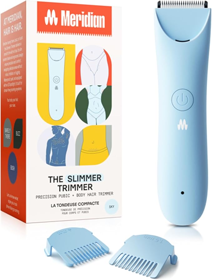 Meridian Bikini Trimmers – MERIDIAN Slimmer Trimmer – Electric Razor for Women, Bikini Line & Pubic Hair Trimmer, Rechargeable & Waterproof, Painless, Flawless Shave for Sensitive Skin, Gentle, Quiet & Travel-Friendly, Sky