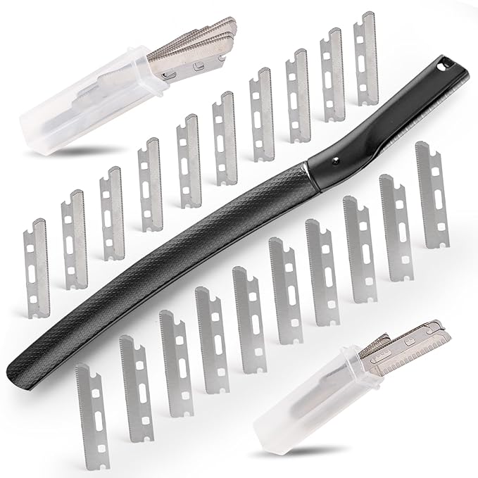 tEEZErshop Razors & Blades – Dermaplane Razor for Women Face with 20PCS Blades,Professional Facial Razors for Peach Fuzz and Eyebrow Hair Removal,Stainless Steel Multipurpose Face Shavers with Gift (Black)