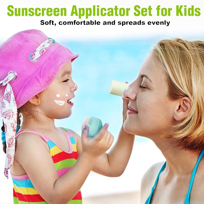 Mity rain Sunscreen Applicator for Kids, 3PCS Sunscreen Roller Bottle and Sunblock Buddy Brush Set, Buddies Sunscreen Applicator with Lid(2Roller+1Brush)
