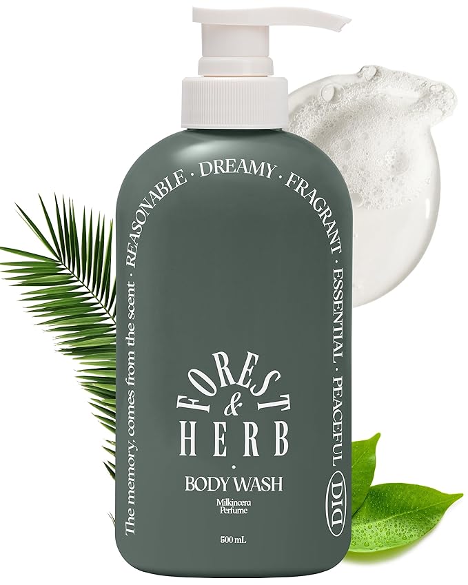 ODID Body Washes – ODID Milk in Cera Perfume Body Wash - Korean Moisturizing Body Cleanser for All Skin Types - Natural Green Herb Scent - with Milk Protein and Ceramide, 16