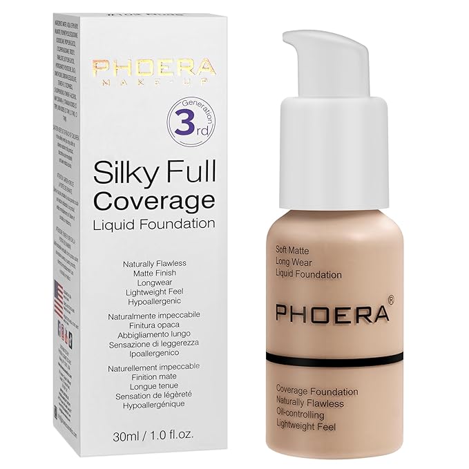 PHOERA Foundation, PHOERA Matte Liquid Foundation,PHOERA Makeup for (102- Nude) 30ml