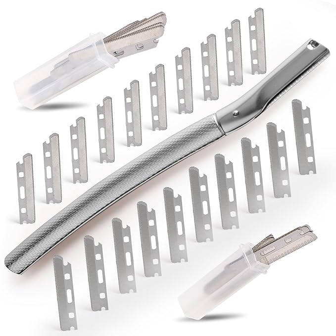 tEEZErshop Razors & Blades – Dermaplane Razor for Women Face with 20PCS Blades,Professional Facial Razors for Peach Fuzz and Eyebrow Hair Removal,Stainless Steel Multipurpose Face Shavers with Gift Box
