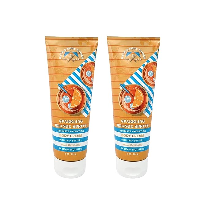 LushLather Creams – Bath & Body Works Ultimate Hydration Body Cream (Sparkling Orange Spritz), 8 Ounce (Pack of 2)