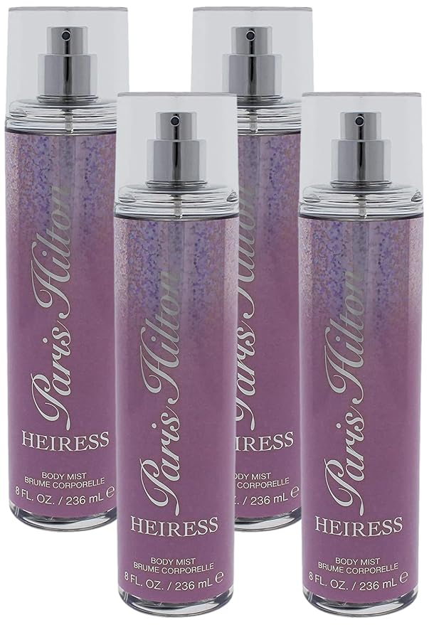 TheWorldofParisHilton Body Sprays – Paris Hilton Heiress for Women - 8 oz Body Mist Spray (Pack of 4)