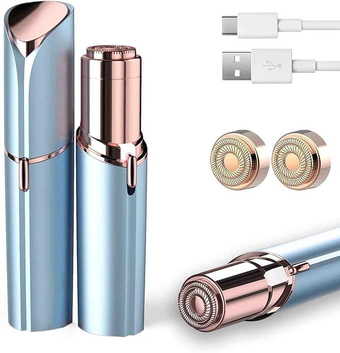innobeaut Electric Shavers – Facial Hair Removal for Women, Painless Hair Removal Device Lady Face Electric Razor for Lip, Chin,arms with USB Rechargeable Included 2 pc Replacement Heads