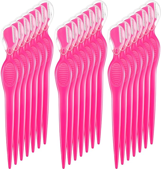 Mudder Disposable Razors – Mudder 21 Pcs Eyebrow Razor Eyebrow Shaver Facial Razor Multipurpose Face Trimmers with Precision Cover for Women Makeup Care Tools(Rose Red)