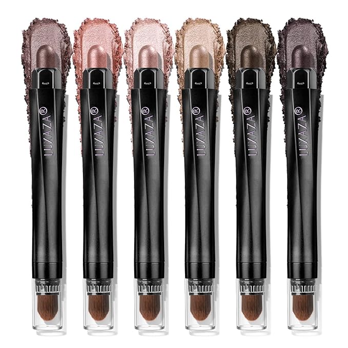 LUXAZAPRO Eyeshadow – Neutral Eyeshadow Stick Makeup Set, Metallic Shimmer Matte Cream Eye Shadow Eyeliner Brightener Pencil Crayon - Classic 6PCS A004