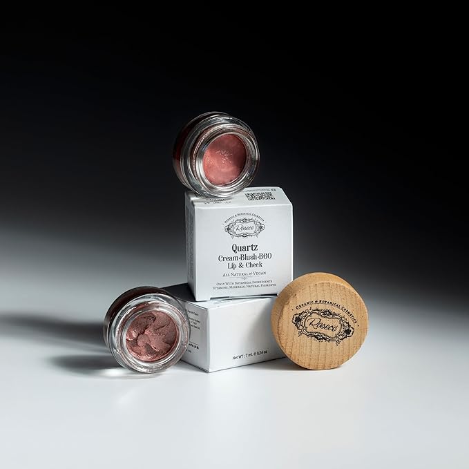 ROSECE Blush – 2-in-1 Cream Cheek Blush + Lip Color | Natural Mineral pigment | Soft Lips with natural oils and Vitamin E | 100% Plant ingredients, Vegan (Pink-Beige/Shimmery-Quartz, 0