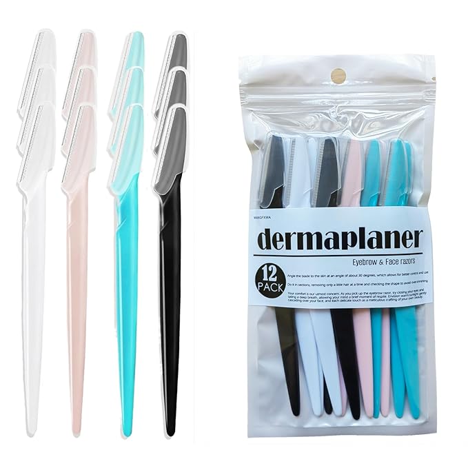 constantlyimprovesomething Disposable Razors – Dermaplane Razor For Women Men Eyebrow Razors Dermaplaning Tool For Face Shaver Home Hair Beauty blade Trimmer Microblades Peach Fuzz Remover micro dermabrasion facial tool 12pcs