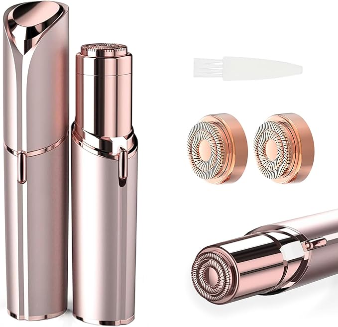 tuokiy Foil Shavers – Women Facial Hair Removal Device Battery Operated with 2 Replacement Heads, Ladies Face Shaver for Peach Fuzz Upper Lip, Chin