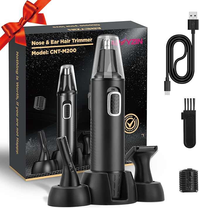 AREYZIN Nose & Ear Hair Trimmers – AREYZIN Nose Hair Trimmer 3-in-1 Versatile Rechargeable Ear and Nose Trimmer for Men&Women Painless Electric Shaver Grooming Kit for Ear Beard Facial Pubic Hair Wet Dry Use