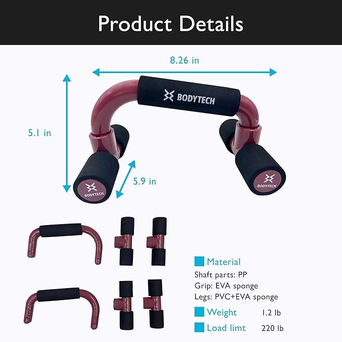Top Pick – BODYTECH Push up Bars Strength Training with Foam 220 lbs.