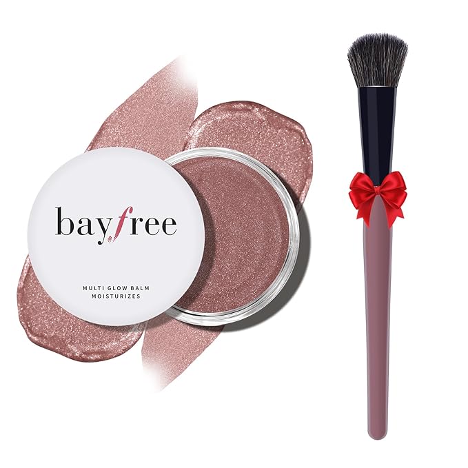 bayfree Blush – Multi Cream Blush & Blush Brush Set, Korean Makeup Blush for Cheeks, Multi-Use Face Balm, Lightweight & Hydrating, Blendable Color, Non-Greasy, Soft Bristles for Radiant Finish (Nude Gardenia)