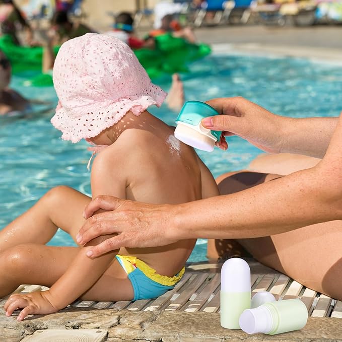 Mity rain Sunscreen Applicator for Kids, 3PCS Sunscreen Roller Bottle and Sunblock Buddy Brush Set, Buddies Sunscreen Applicator with Lid(2Roller+1Brush)