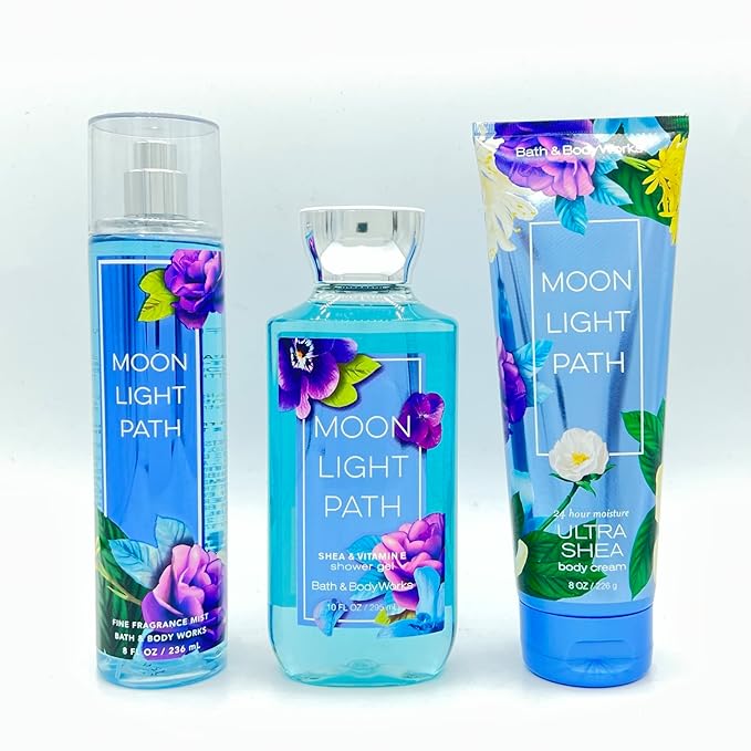 Bath+%26+Body+Works Sets & Kits – Bath & Body Works Moonlight Path Body Set - Shower Gel 10 Fl Oz, Fine Fragrance Mist 8 Fl Oz & Body Cream 8 Fl Oz