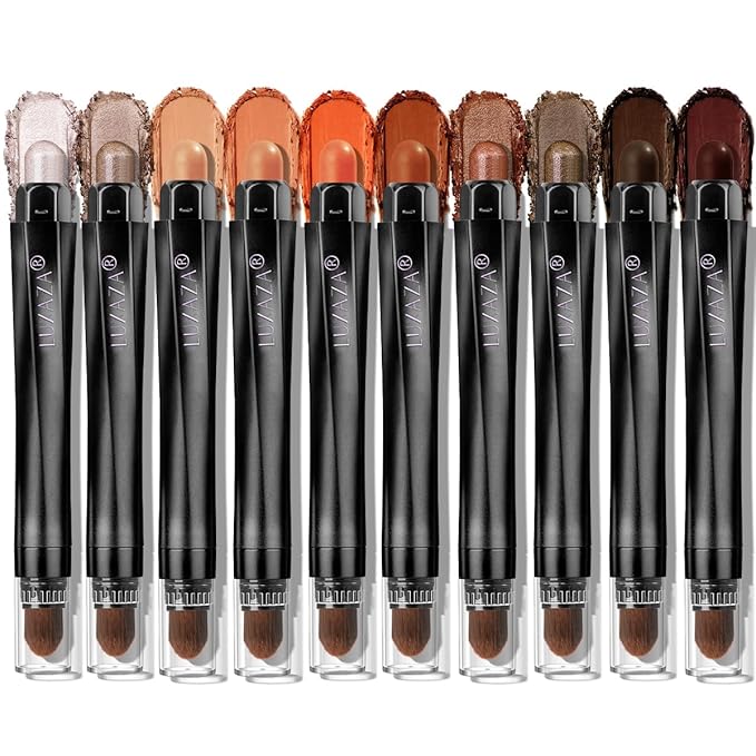 LUXAZAPRO Eyeshadow – 10PCS Eyeshadow Stick,Shimmer And Matte Brown Metallic Cream Eyeshadow Pencil Crayon with Smudge-proof & Waterproof,Eye Brightener Stick