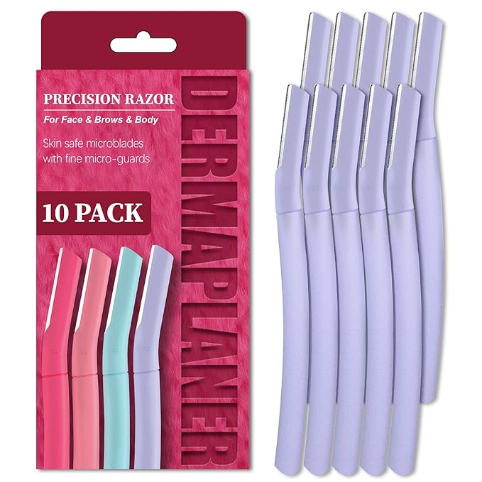 BULIMICA Razor Blades & Cartridges – Face Razors for Women, Dermaplane Razor for Women Face, Eyebrow Razor, Facial Razors, Dermaplaning Tool, Gentle Skin Exfoliation Microblades for Sensitive Skin, Peach Fuzz Remover, 10 Count (Lilac)