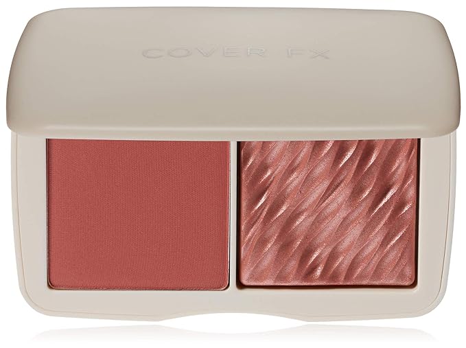 CoverFX Blush – COVER FX Monochromatic Powder Blush Duo - Spiced Cinnamon: Terracotta Flush - Matte + Shimmer Finish - Create Custom, High Impact Color