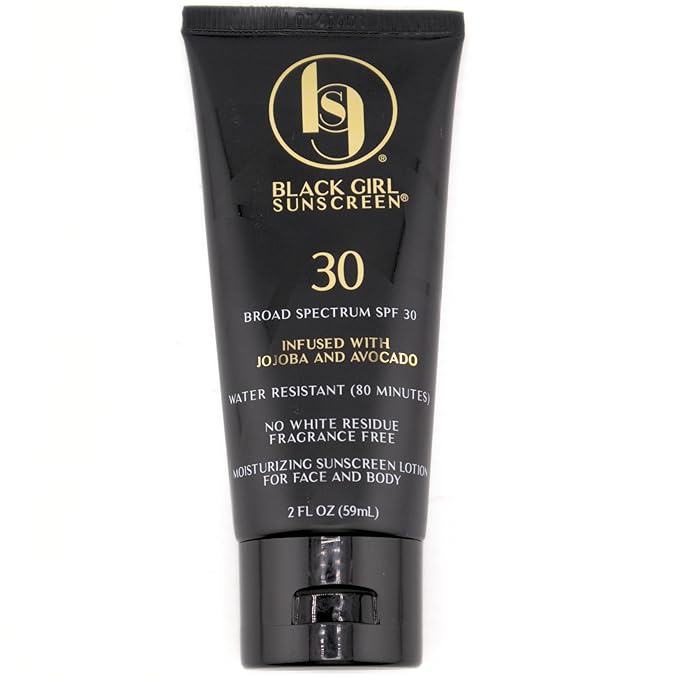 BLACK GIRL SUNSCREEN - Face & Body Moisturizing Sunscreen Lotion SPF 30, No White-Residue for Melanin Rich Skin (2 Fl. Oz.)