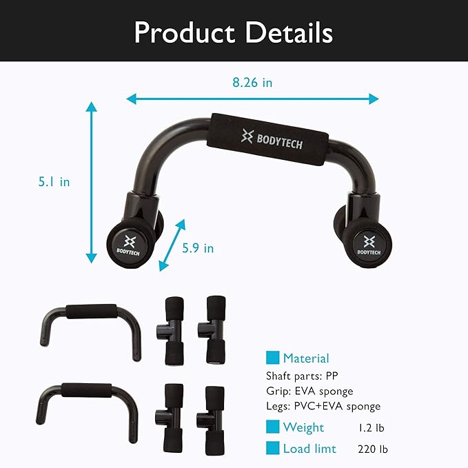 Top Pick – BODYTECH Push up Bars Strength Training with Foam 220 lbs.
