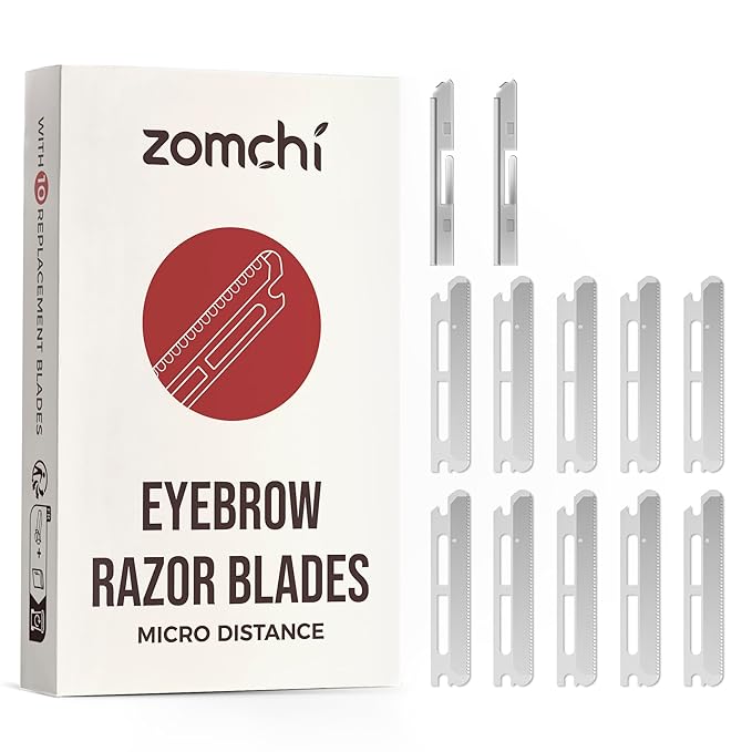ZOMCHI Razors & Blades – ZOMCHI Reusable Metal Dermaplane Tool Refills, Set of 10 Replacement Blades (Micro Distance), Dermaplaning Razor Refills, Plastic Free Eyebrow Razor Blades