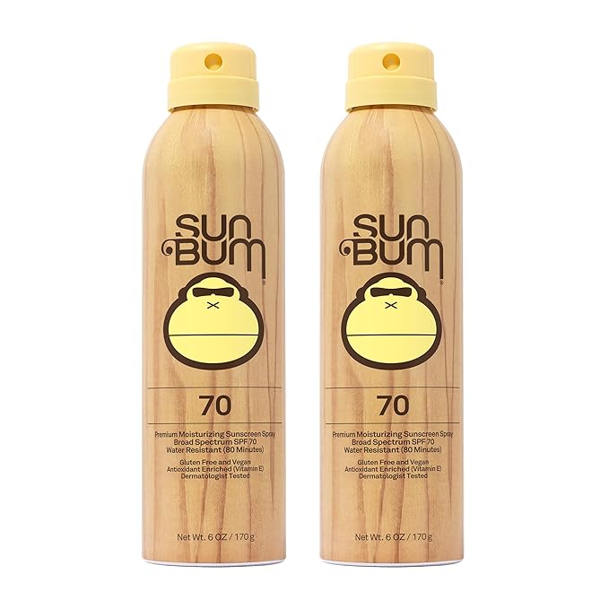SunBum Body Sunscreens – Sun Bum Original SPF 70 Sunscreen Body Spray | Broad Spectrum Moisturizing Sunblock with Vitamin E | Hawaii 104 Act Compliant (Octinoxate & Oxybenzone Free) | 2 Pack, 6 oz