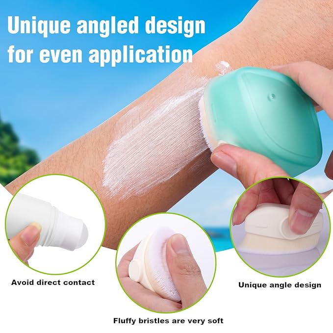Mity rain Sunscreen Applicator for Kids, 3PCS Sunscreen Roller Bottle and Sunblock Buddy Brush Set, Buddies Sunscreen Applicator with Lid(2Roller+1Brush)