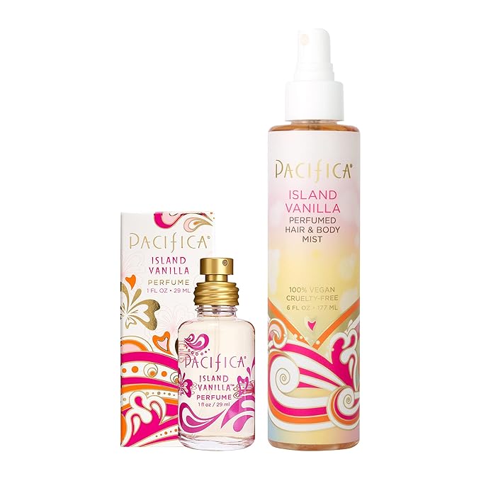 PacificaBeauty Body Sprays – Pacifica Island Vanilla Spray Perfume & Hair and Body Mist Set – Tahitian Vanilla Clean Fragrance Duo, Essential Oil Blend, Alcohol-Free Hair/Body Mist Clean Beauty 100% Vegan & Cruelty-Free