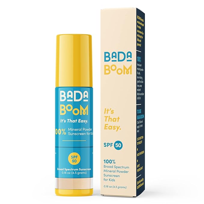 Bada Boom Mineral Translucent Sunscreen Powder, Brush on SPF 50 for Kids and Sensitive Skin