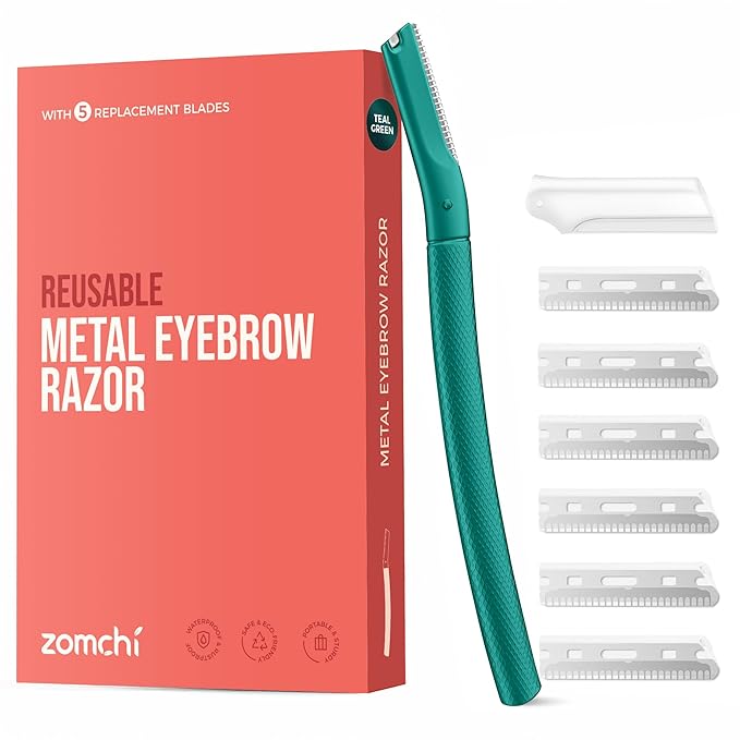 ZOMCHI Eyebrow Trimmers – ZOMCHI Eyebrow Razor, Face Razors for Women&Men, Eyebrow Trimmer Shaper with Precision Cover, Facial Shaver with 6 Blades (Green)