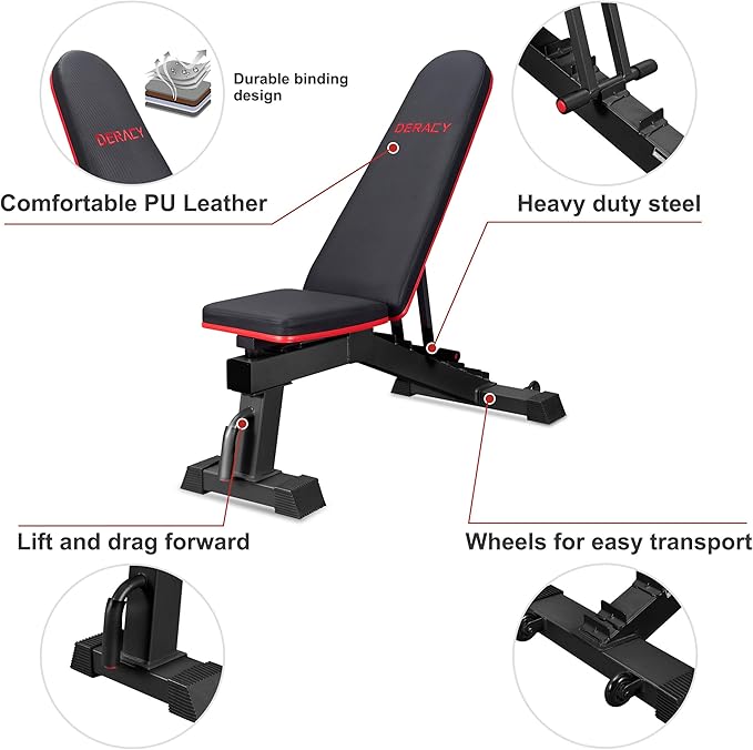 Top Pick – DERACY Adjustable Weight Bench for Full Body Workout