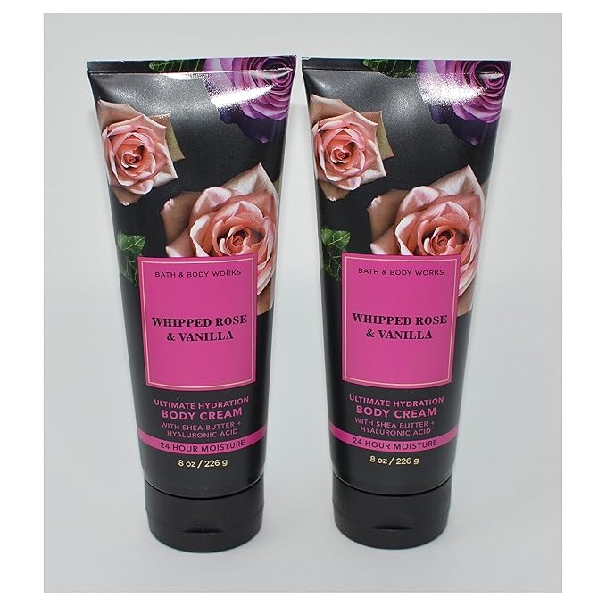LushLather Creams – Bath & Body Works Ultimate Hydration Body Cream Pack of 2 (Whipped Rose Vanilla),8