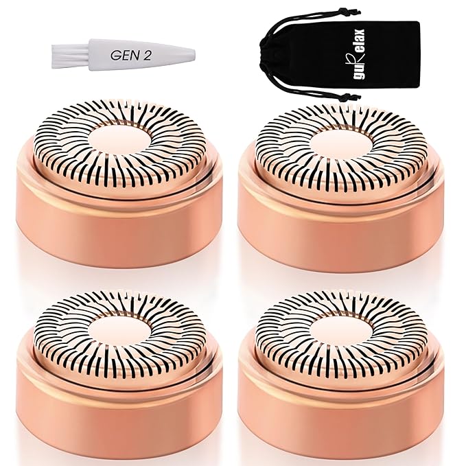 Gurelax Replacement Heads – Replacement Heads for Finishing Touch Flawless Facial Hair Remover Device for Women, Replacement Blades for Flawless Replacement Heads Gen 2, 18k Gold with Gurelax Flannel Bag (4)