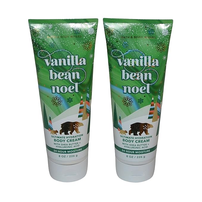LushLather Creams – Bath & Body Works Ultimate Hydration Body Cream Pack of 2 (Vanilla Bean Noel),8