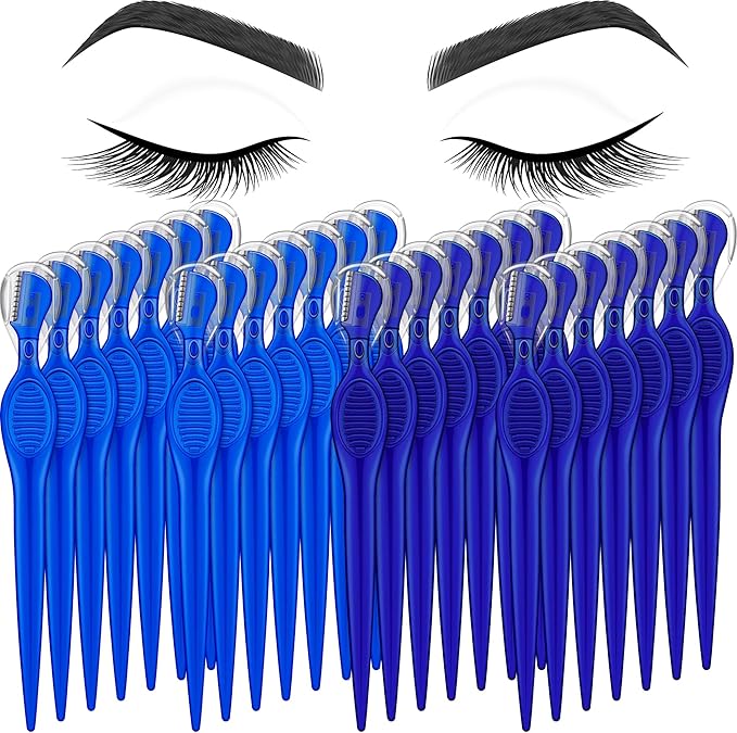 Mudder Eyebrow Trimmers – Mudder 28 Pcs Eyebrow Razor Knife Shaver Trimmer Shaver Multipurpose Exfoliating Tool Facial Hair Removal for Women Valentine Gift Giving(Blue,Royal Blue)