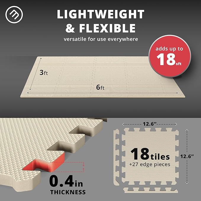 Top Pick โ Gym Flooring Set - Interlocking EVA Soft Foam 18 Pieces