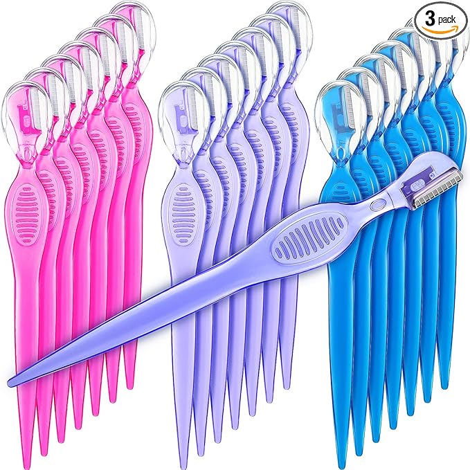 Mudder Disposable Razors – Mudder 21 Pcs Eyebrow Razor Eyebrow Shaver Facial Razor Multipurpose Face Trimmers with Precision Cover for Women Makeup Care Tools(Rose Red, Blue, Purple)