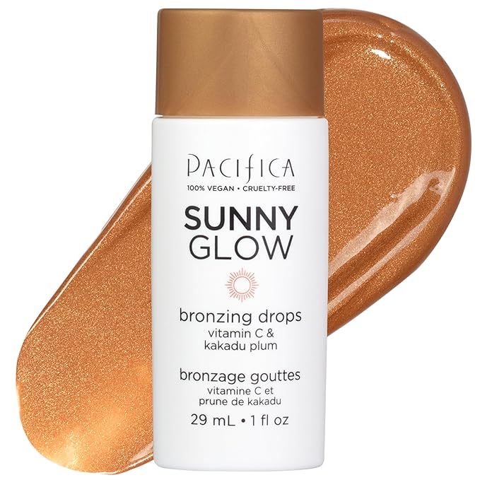 PacificaBeauty Bronzers – Pacifica Sunny Glow Liquid Face Bronzer Drops - Face Makeup Bronzing For Face & Cheeks for Instant Sun-Kissed Glow - Vitamin C & Glycolic Acid Infused Liquid Bronzer Illuminating Highlighting Clean
