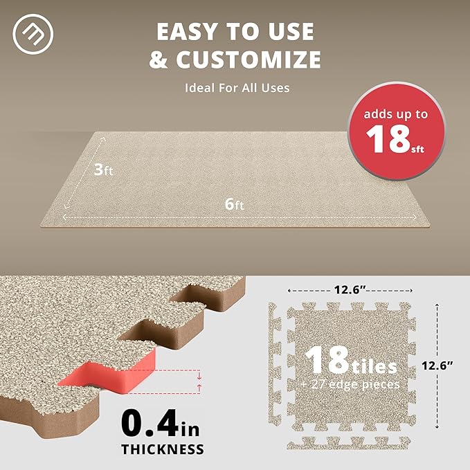 Top Pick โ Gym Flooring Set - Interlocking EVA Soft Foam 18 Pieces