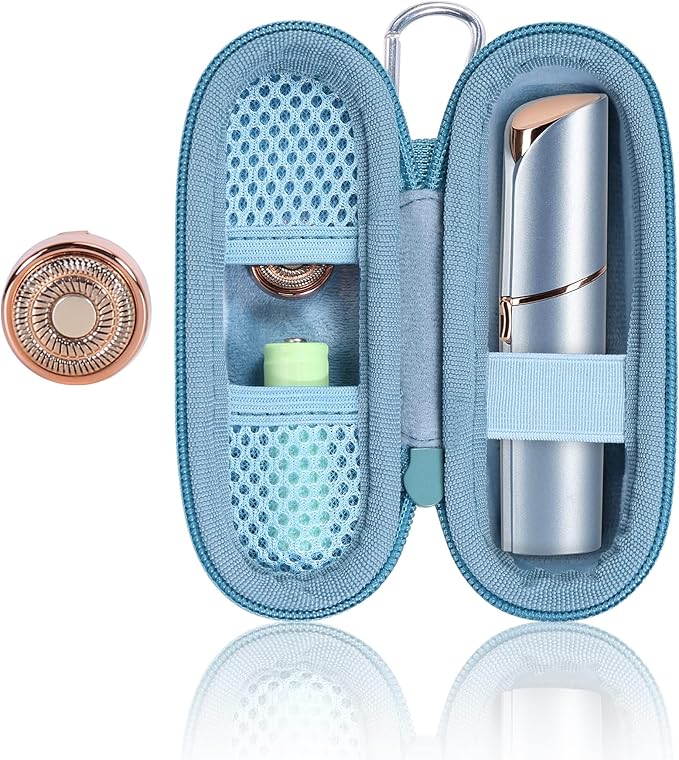 co2CREA Replacement Heads – co2CREA Hard Case and Replacement Head Compatible with Finishing Touch Flawless Facial Hair Remover Electric Face Razor Women (Parisian Blue Case + Replacement Head)