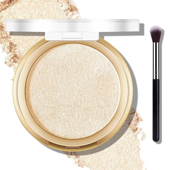 Baked Highlighter Powder Palette, Makeup Highlighter Powder Palette Sun Glow