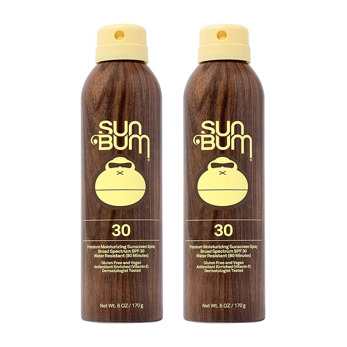 SunBum Body Sunscreens – Sun Bum Original SPF 30 Sunscreen Body Spray | Broad Spectrum Moisturizing Sunblock with Vitamin E | Hawaii 104 Act Compliant (Octinoxate & Oxybenzone Free) | 2 Pack, 6 oz