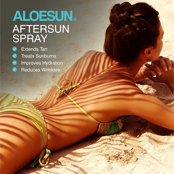 After Sun Face and Body Spray | Organic Aloe Vera Gel with Pure Lavender Essential Oil | Sunburn Relief Natural Aftersun Skin Moisturizer | Tanning Redness Treatment | Travel Size 3.4 Fl Oz